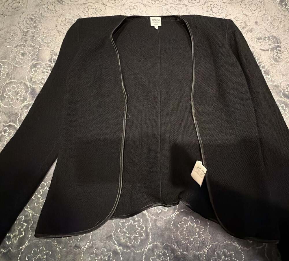 Armani Collezioni Virgin Wool Cashmere Blend Open Front Jacket